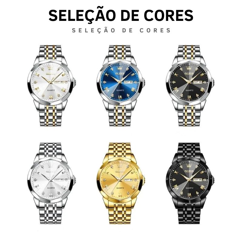 Relógio de aço inoxidável a prova dágua masculino OLEVS Diamante 3D Original