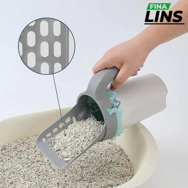 Pá Higiênica para Gatos com Dispenser Embutido + Saco Coletor Descartável